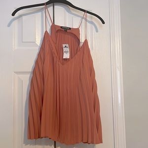 Express spaghetti strap pleat tank
